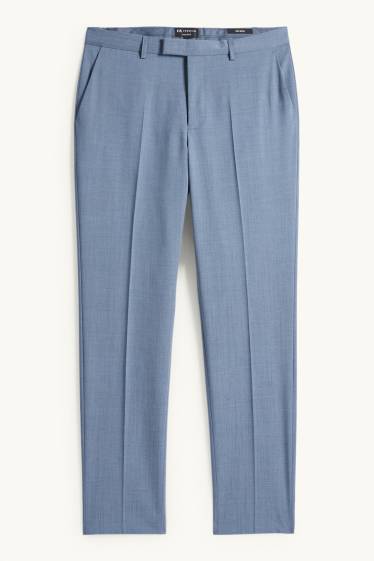Hommes - Pantalon de costume en laine - regular fit - bleu