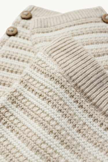 Unisex - Pletené legíny pro miminka - pruhované - strukturované - světle béžová