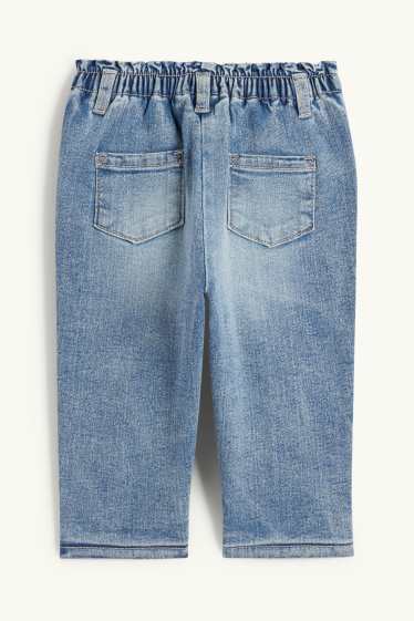 Baby Girls - Floral - baby jeans - thermal jeans - denim-light blue