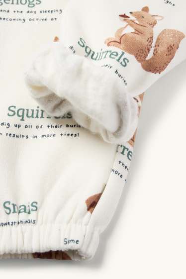 Bébés garçons - Animaux de la forêt - bas de jogging bébé - blanc crème