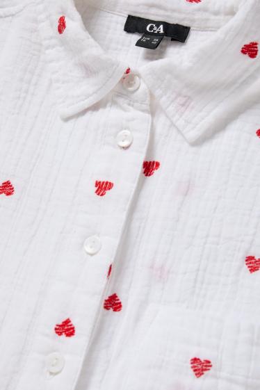 Dámské - Mušelínová halenka - se vzorem - bílá