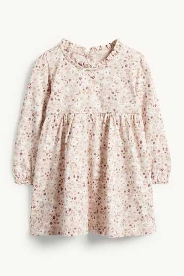 Baby Mädchen - Blümchen - Baby-Crochet-Outfit - 2 teilig - hellbeige