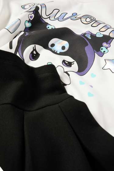 Bambine - Kuromi - set - felpa e gonna - 2 pezzi - nero / bianco