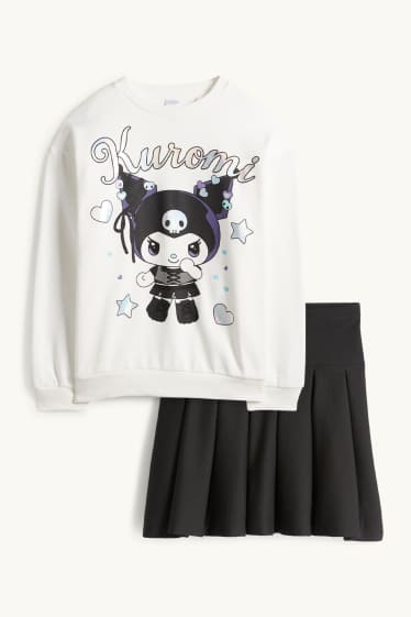 Bambine - Kuromi - set - felpa e gonna - 2 pezzi - nero / bianco