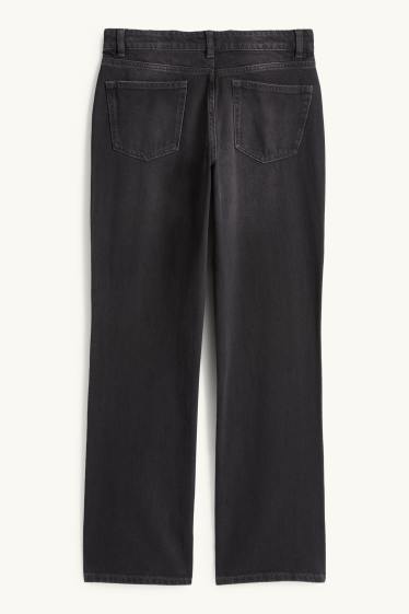 Women - Straight jeans - low-rise waist - denim-dark gray
