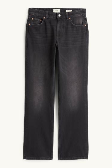 Women - Straight jeans - low-rise waist - denim-dark gray