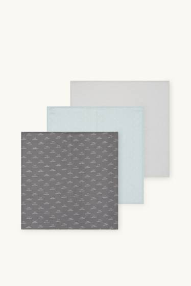 Niemowlęta chłopcy - Wielopak, 3 szt. - muślinowa ściereczka dla niemowląt - biały / turkusowy