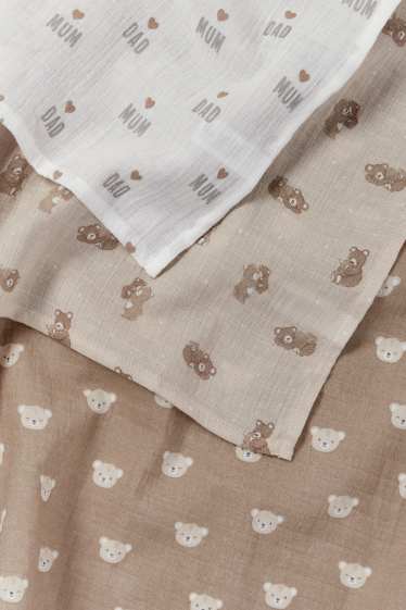 Unisex - Multipack 3 buc. - ursuleți - scutec din muselină pentru bebeluși - alb / bej
