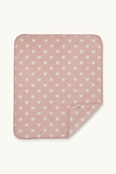 Baby Girls - Heart - baby blanket - 100 x 85 cm - rose