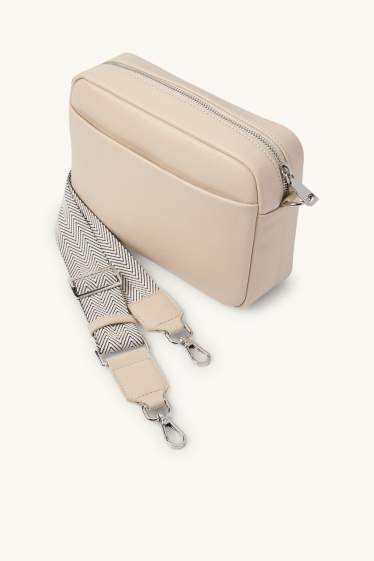 Damen - Umhängetasche mit abnehmbarem Taschengurt - Lederimitat - hellbeige