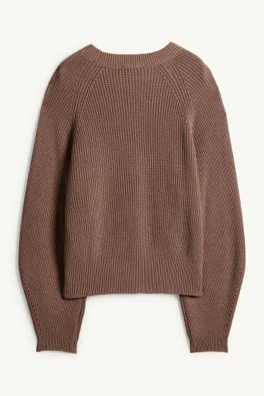 Women - Jumper - ribbed - brown