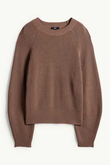Women - Jumper - ribbed - brown