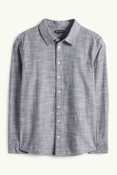 Kinder Buben - Hemd - gestreift - grau