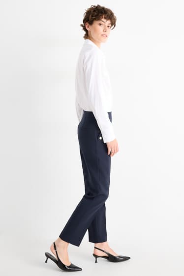 Femei - Pantaloni de stofă - talie înaltă - tapered fit - albastru închis