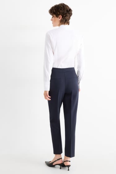 Femei - Pantaloni de stofă - talie înaltă - tapered fit - albastru închis