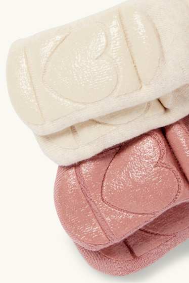 Bébés filles - Lot de 2 paires - renards - chaussettes antidérapantes à motif pour bébé - rose / beige