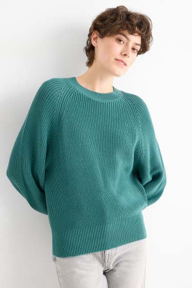 Women - Jumper - ribbed - green