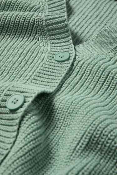 Damen - Strickjacke - gerippt - hellgrün