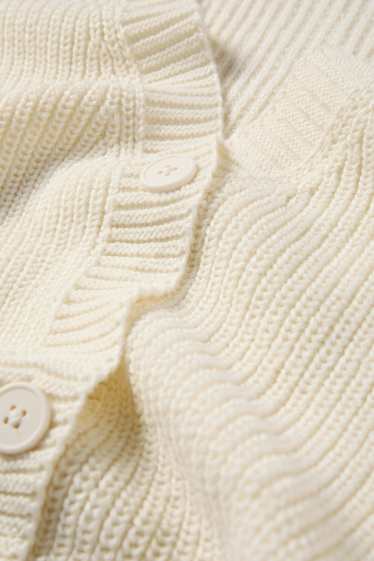 Damen - Strickjacke - gerippt - cremeweiß