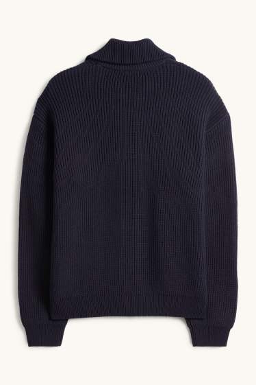 Hommes - Gilet en maille - finition côtelée - bleu foncé