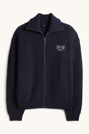 Hommes - Gilet en maille - finition côtelée - bleu foncé