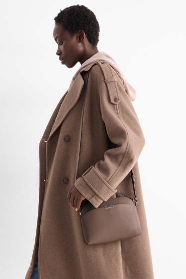 Donna - Borsa a tracolla - similpelle - marrone scuro