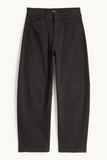 Mujer - Pantalón de tela - high waist - barrel leg - negro