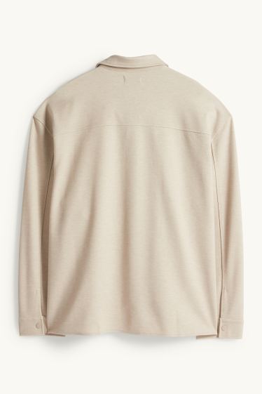 Bărbați - Jachetă tip cămașă - relaxed fit - guler Kent - bej