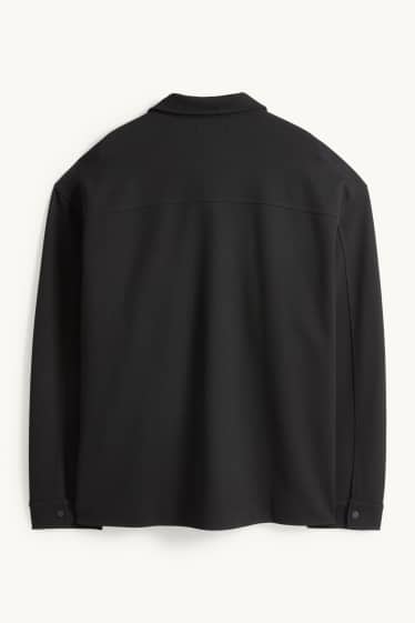 Hommes - Veste-chemise - relaxed fit - col kent - noir