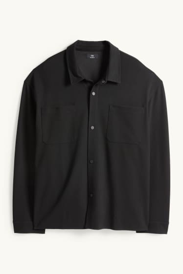 Hommes - Veste-chemise - relaxed fit - col kent - noir