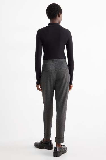 Femmes - Pantalon en jersey - mid waist - tapered fit - gris foncé