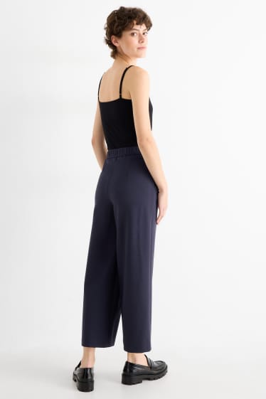 Femmes - Pantalon en jersey avec ceinture - high waist - wide leg - bleu foncé