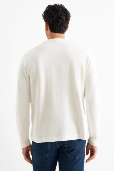 Home - Samarreta de màniga llarga - relaxed fit - acanalada - blanc