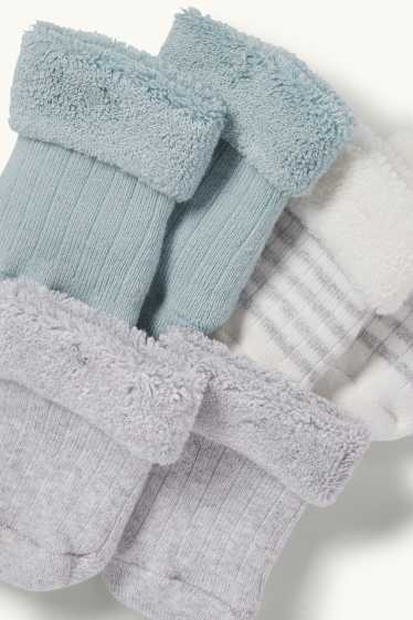 Baby Buben - Multipack 3er - Erstlings-Socken - gerippt - Winter - hellgrau