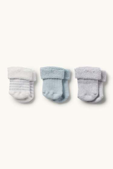 Baby Buben - Multipack 3er - Erstlings-Socken - gerippt - Winter - hellgrau