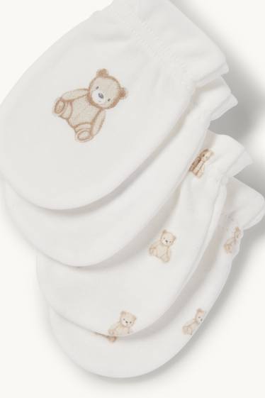 Unisex - Confezione da 2 - orsacchiotto - guanti antigraffio - bianco