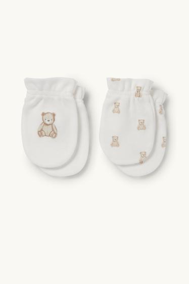 Unisex - Confezione da 2 - orsacchiotto - guanti antigraffio - bianco