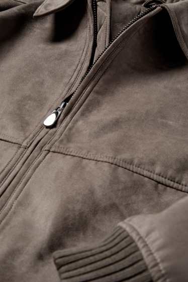 Heren - Jas - imitatiesuède - donkerbruin