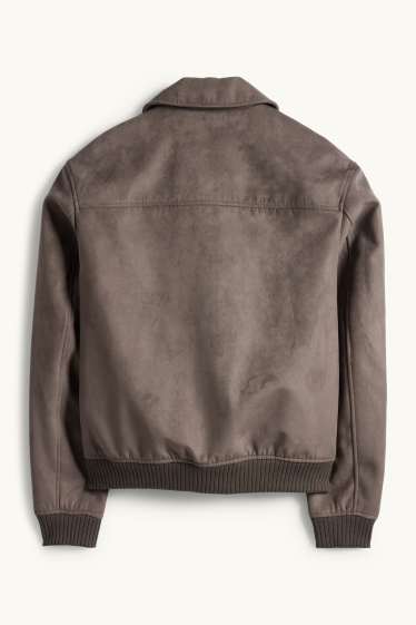 Heren - Jas - imitatiesuède - donkerbruin