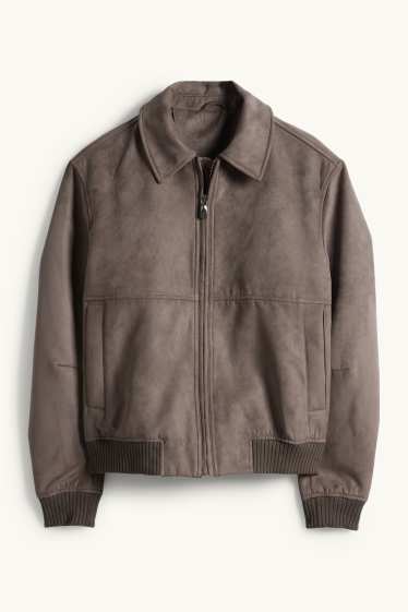 Heren - Jas - imitatiesuède - donkerbruin