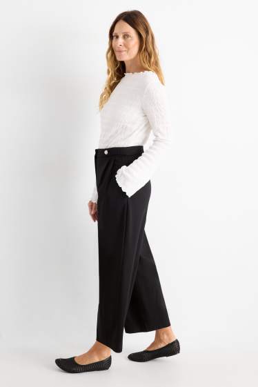 Damen - Jersey-Hose - High Waist - Barrel Leg - schwarz