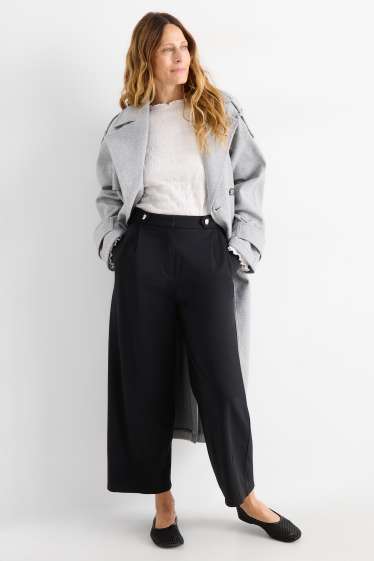 Damen - Jersey-Hose - High Waist - Barrel Leg - schwarz