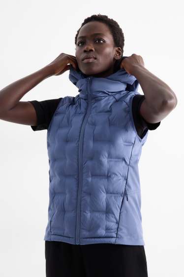 Femmes - Doudoune sans manches de sport avec capuche - bleu