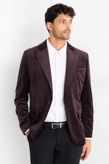 Herren - Samt-Sakko - Slim Fit - Stretch - lila