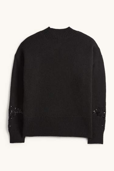 Donna - Maglione - effetto brillante - nero