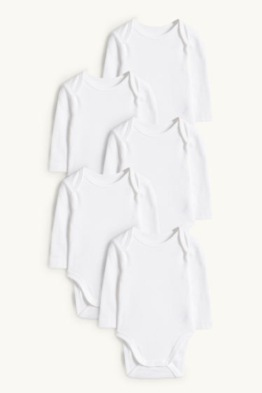 Unisex - Multipack of 5 - baby bodysuit - white