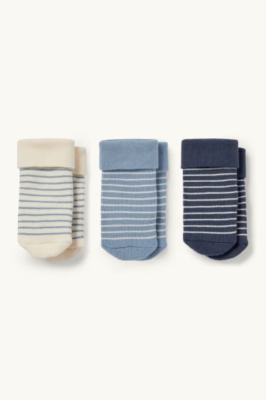 Baby Jungen - Multipack 3er - Erstlings-Socken - gestreift - cremeweiss