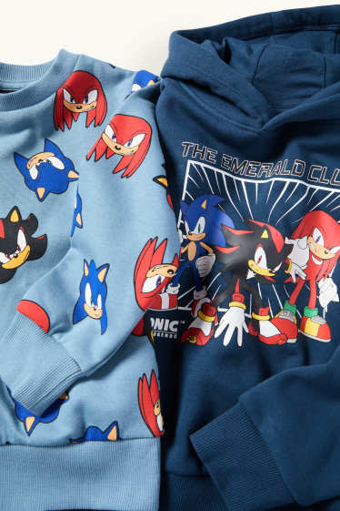 Enfants garçons - Lot de 2 - Sonic - sweat à capuche et sweat - bleu foncé