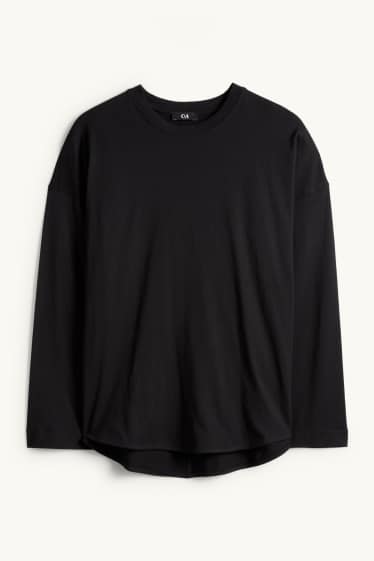 Dámské - Tričko s dlouhým rukávem - relaxed fit - černá