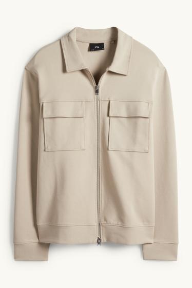 Pánské - Tepláková bunda - béžová